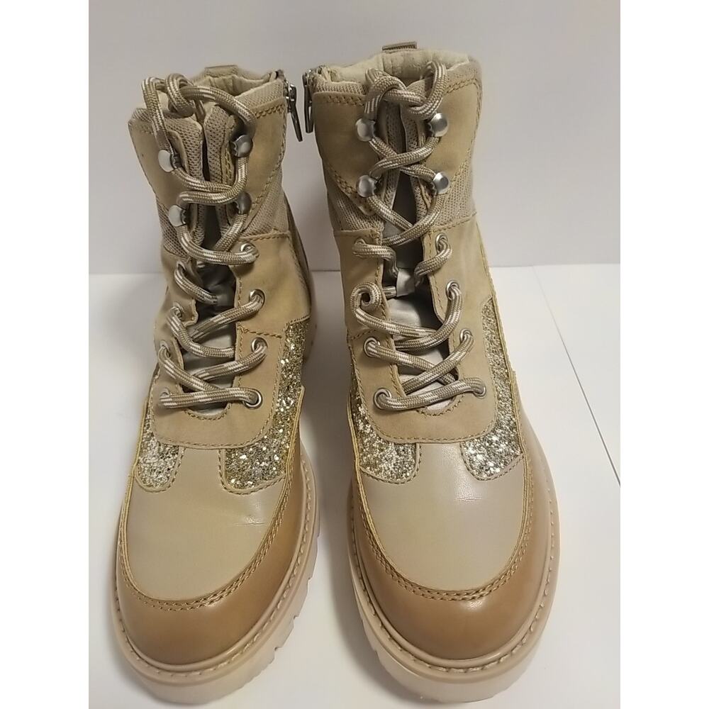 Dolce Vita - Pryor Zip and Lace Boots, Women, Brown w/Silver Glitter